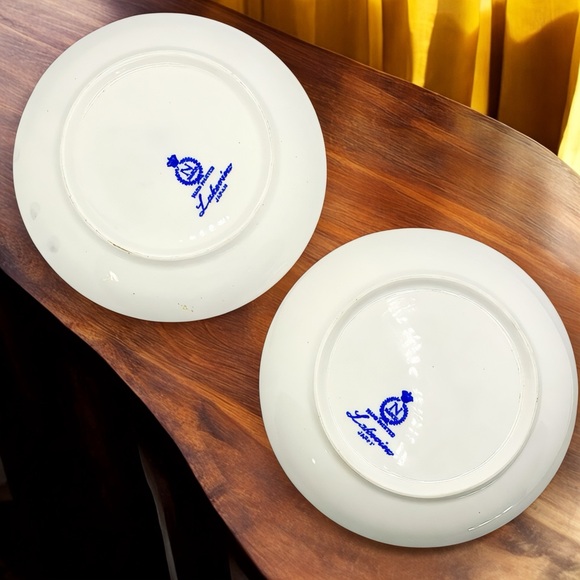 Set 2 Vintage Nasco Handpainted Lakeview Saucers Japan Transferware Blue Willow - Picture 3 of 7